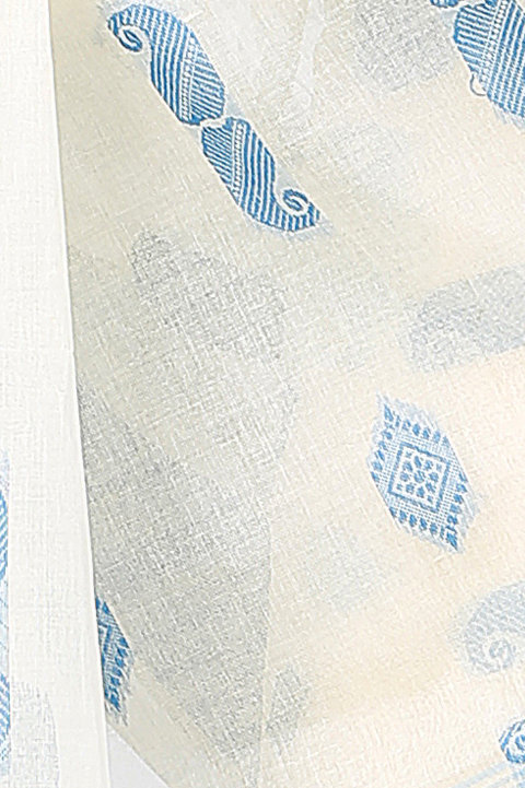 White Sky Blue Pure Cotton Gargi Tant Saree (913)